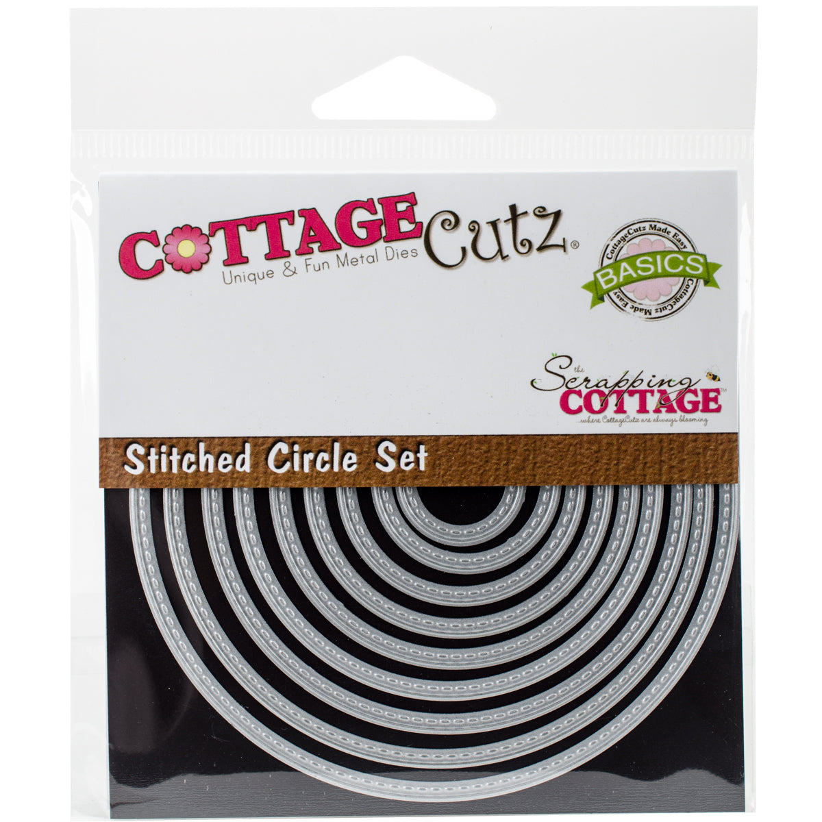 CottageCutz Basics Dies 9/Pkg - Stitched Circle, .75" To 3.75"