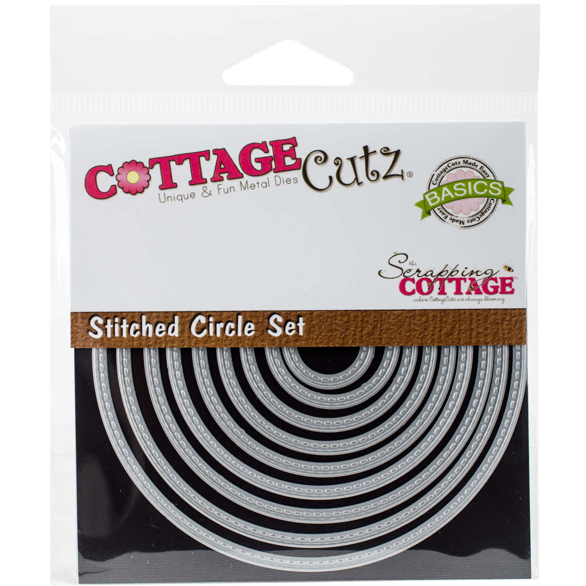CottageCutz Basics Dies 9/Pkg - Stitched Circle, .75" To 3.75"