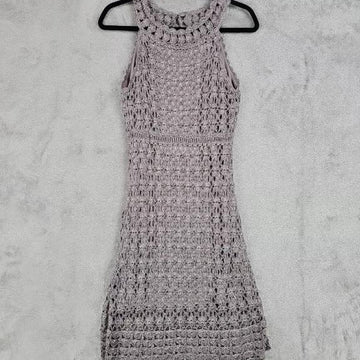 Crochet Dress - Halter Neck Dress with Detailed Lace Design
