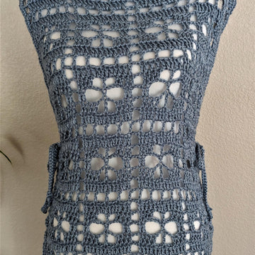 Light Blue Crochet Floral Dress