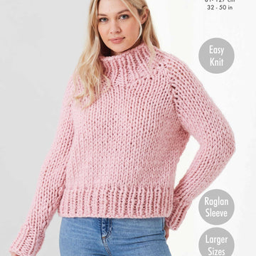 Ladies Round and Stand Up Neck Sweaters Knitted in King Cole Rosarium - 5754 - Downloadable PDF