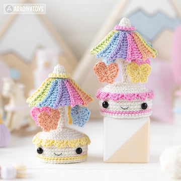 Amigurumi Crochet Pattern for kawaii music box carousel butterfly by AradiyaToys gift tutorial PDF file easy amigurumi pattern DIY project by AradiyaToys (Olka Novytska)
