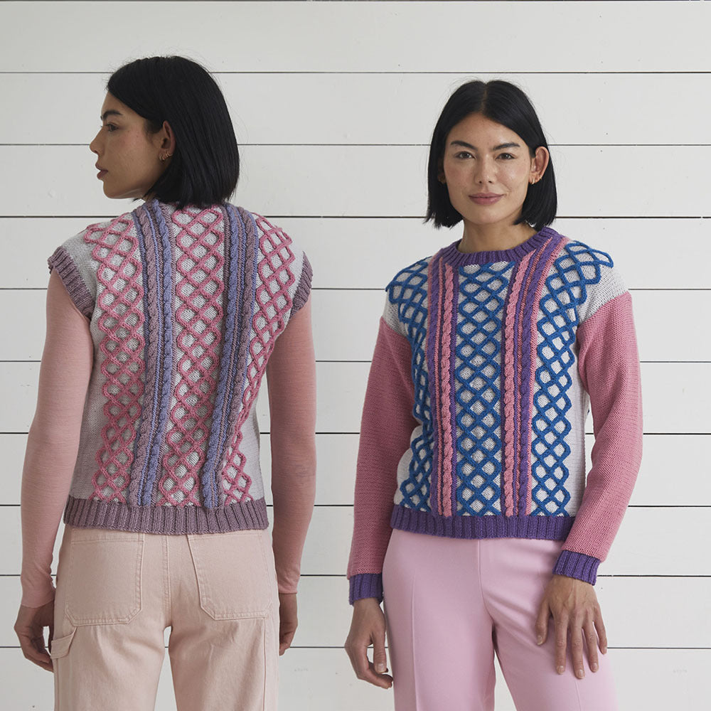 Elena Sweater & Tank Top - Knitting Pattern for Women in Debbie Bliss Railto DK