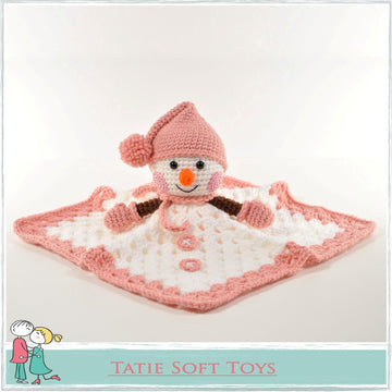 Snow girl and Snowman Comfort Blankets Blankie Lovey Crochet Soft Toys Baby Blanket