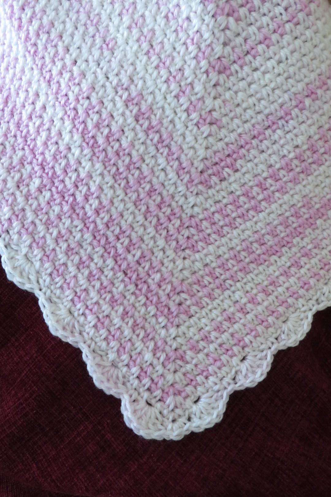 Soft Pink Moss Stitch Baby Blanket Crochet Pattern (King Cole Beaches DK)