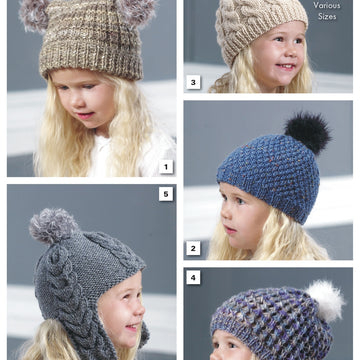 Aran Hats in King Cole Merino Blend Aran - 5100 - Downloadable PDF