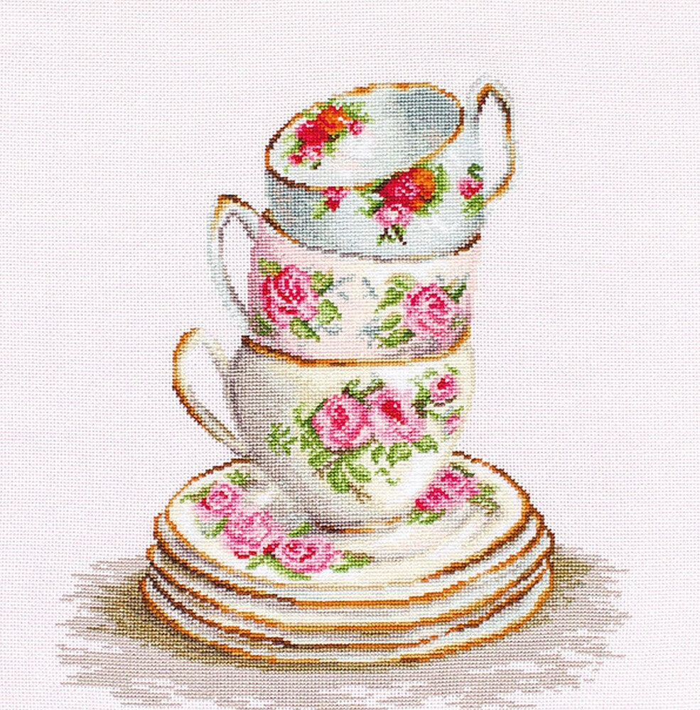 Luca-S Three Stacked Cups Cross Stitch Kit - 25cm x 28.5cm