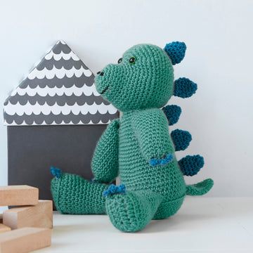Denis the Dinosaur - Toy Crochet Pattern for Kids in Debbie Bliss Rialto 4ply