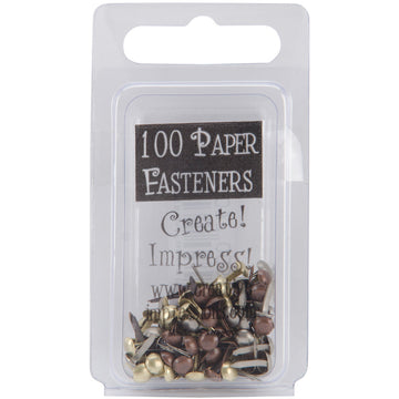 Creative Impressions Mini Metal Paper Fasteners 3mm 100/Pkg - Round - Antique