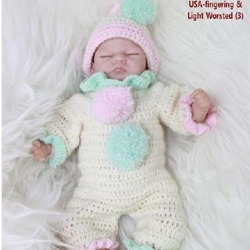 Crochet Pattern for doll 10"-12" & 14"-16" UK & USA terms  #78