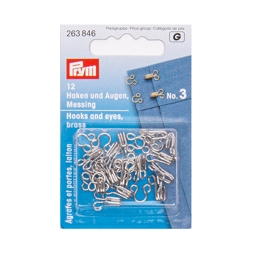 Prym SpRing Hooks and Eyes Size 3 - Silver