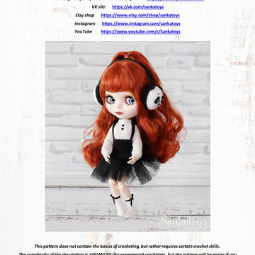 Music Panda outfit for Blythe doll
