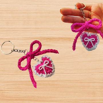 Heart & Bow Keyring Pattern PDF + Video Tutorial | Amigurumi DIY Accessory