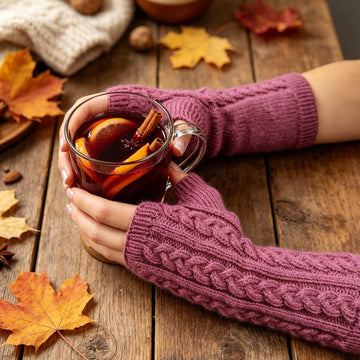 Fine Triple Plaited Cable Mitts