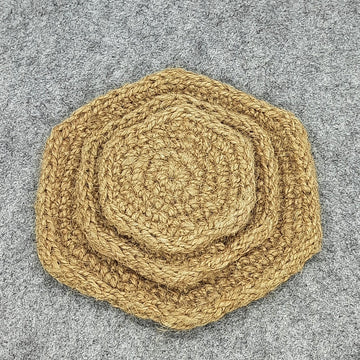 Jute hexagon coasters, 3 sizes