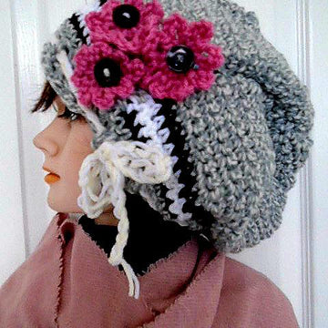892 - BLACK STRIPE slouchy hat