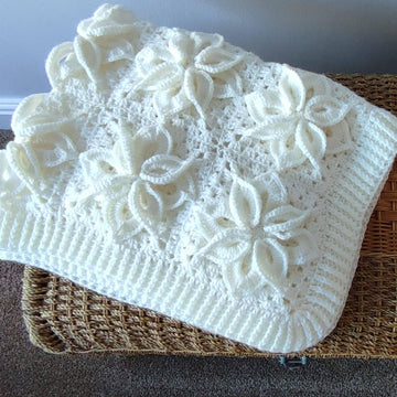 White Poinsettia Baby Afghan