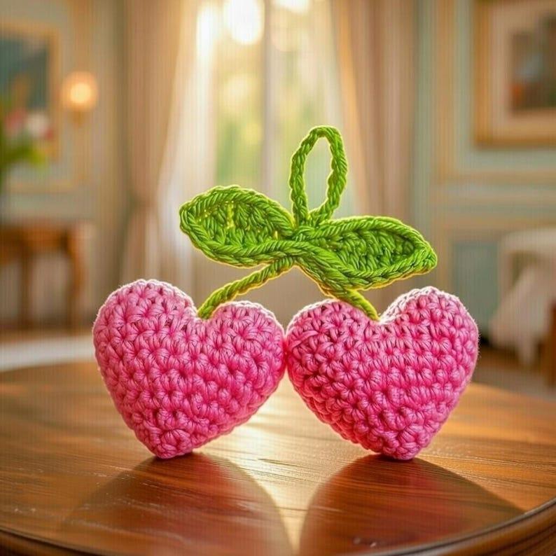 Crochet 2 Hearts Keychain Pattern – Mini Heart Bag Charm (PDF + Video)