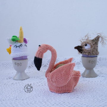 Easter Egg Cozy: flamingo, owl, unicorn