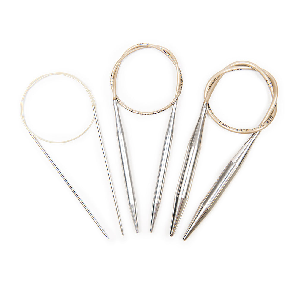 AddiClassic Circular Knitting Needle with Brass Tips and Gold Cords 40cm