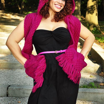 Trifecta Cable Knit Hooded Scarf with Pockets