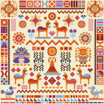 Riverdrift House Inca Sampler Cross Stitch Kit - 30cm x 30cm