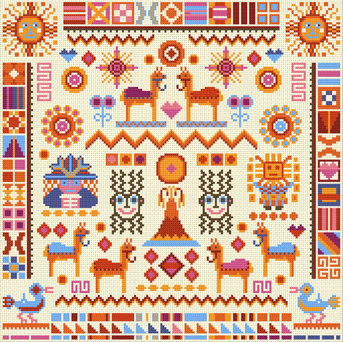 Riverdrift House Inca Sampler Cross Stitch Kit - 30cm x 30cm