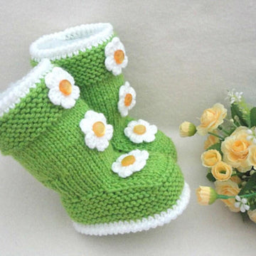Knitted Baby Girl Booties Aurora Pattern by Elena Mitchell
