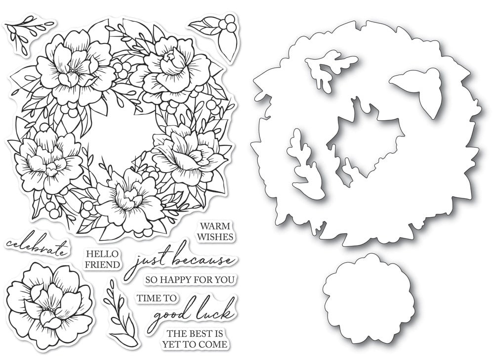 Memory Box Stamp & Die Set - Peony Garden Wreath