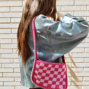 Checkered Baguette Bag