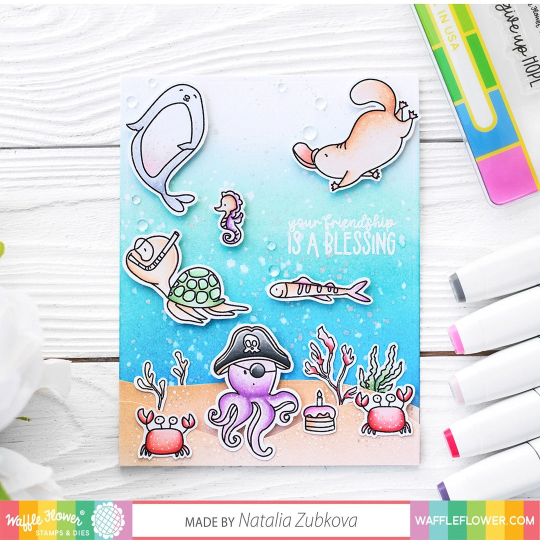 Waffle Flower Crafts Clear Stamps 4"X6" - Sea Birthday