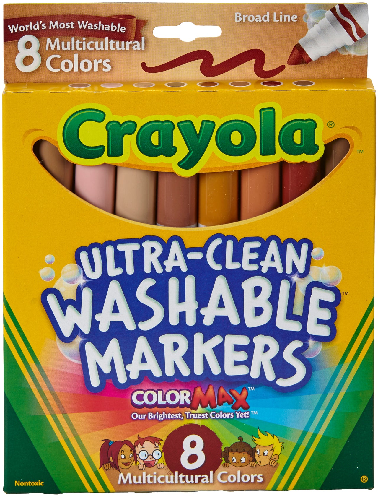 Crayola Ultra-Clean Color Max Broad Line Washable Markers - Multicultural 8/Pkg