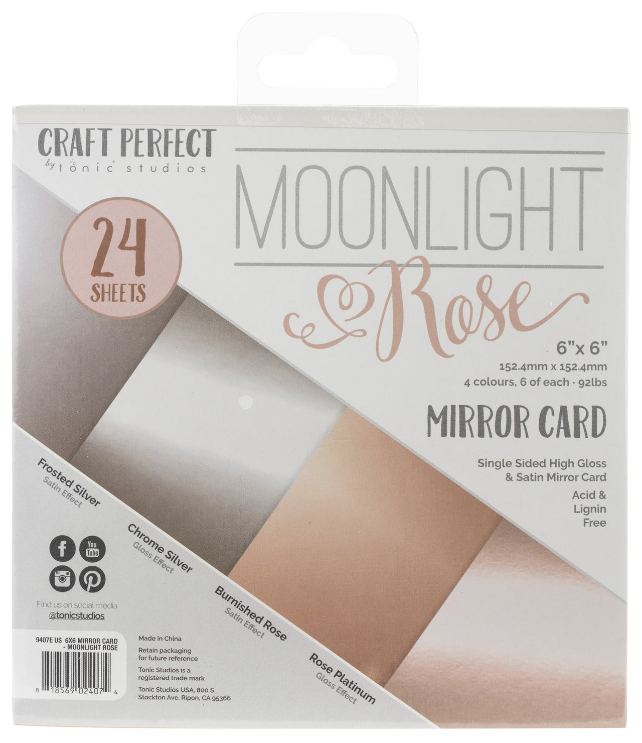 Tonic Studios Craft Perfect Mirror Cardstock 6"X6" 24/Pkg - Moonlight Rose