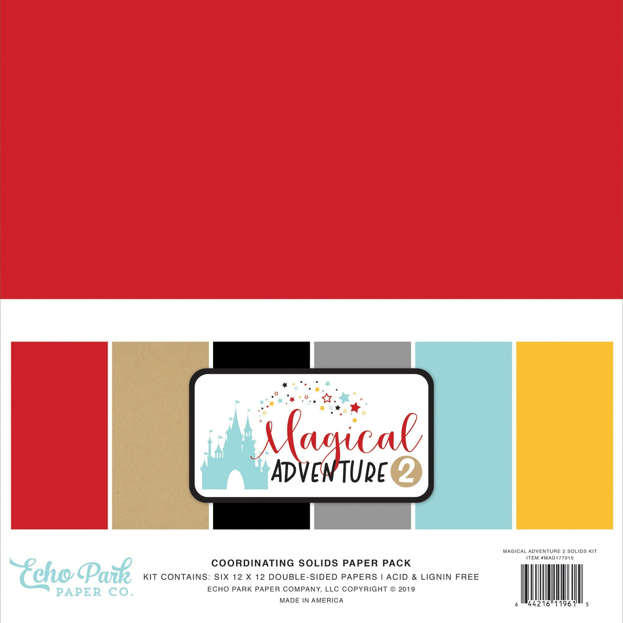 Echo Park Paper Echo Park Double-Sided Solid Cardstock 12"X12" 6/Pkg - Magical Adventure 2, 6 Colors