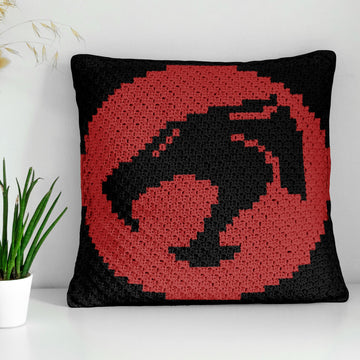 ThunderCats Logo Cushion Red Black Pillow Diagonal Crochet Pattern Mini C2C