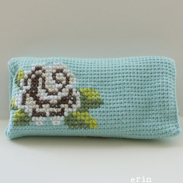 Cotton Brown Rose Bloom Clutch (11" x 11") (tunisian009)