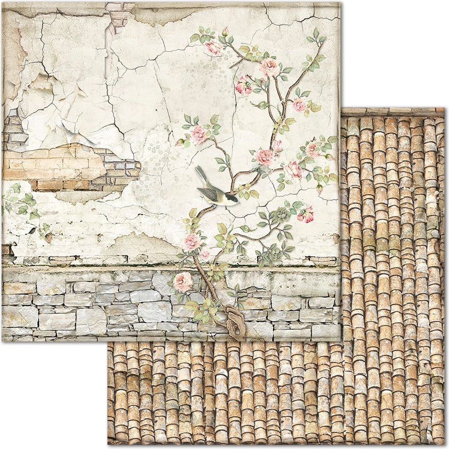 Stamperia Intl Stamperia Double-Sided Cardstock 12"X12" 10/Pkg - Small Bricks W/Tree