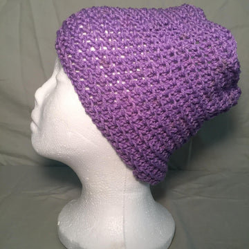 Crocheted Purple Waves Messy Bun Hat