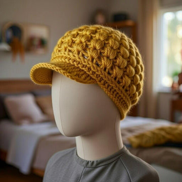 Crochet Beanie Hat Pattern + Video – Popcorn Stitch Bonnet PDF + Video Tutorial