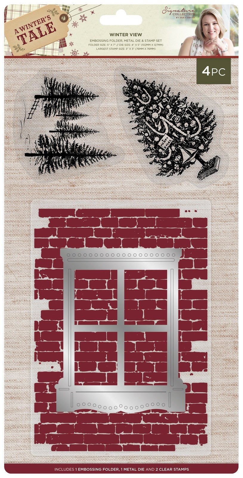 Crafter's Companion Sara Davies Signature A Winter's Tale Folder, Die & Stamp - Winter View