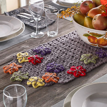 Fall Table Runner in Red Heart With Love Solids - LW4982 - Downloadable PDF