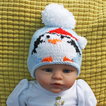 Christmas Penguin Bobble Hat & Teabag Hat DK Knitting Pattern P3 — Elizabeth Primrose Patterns