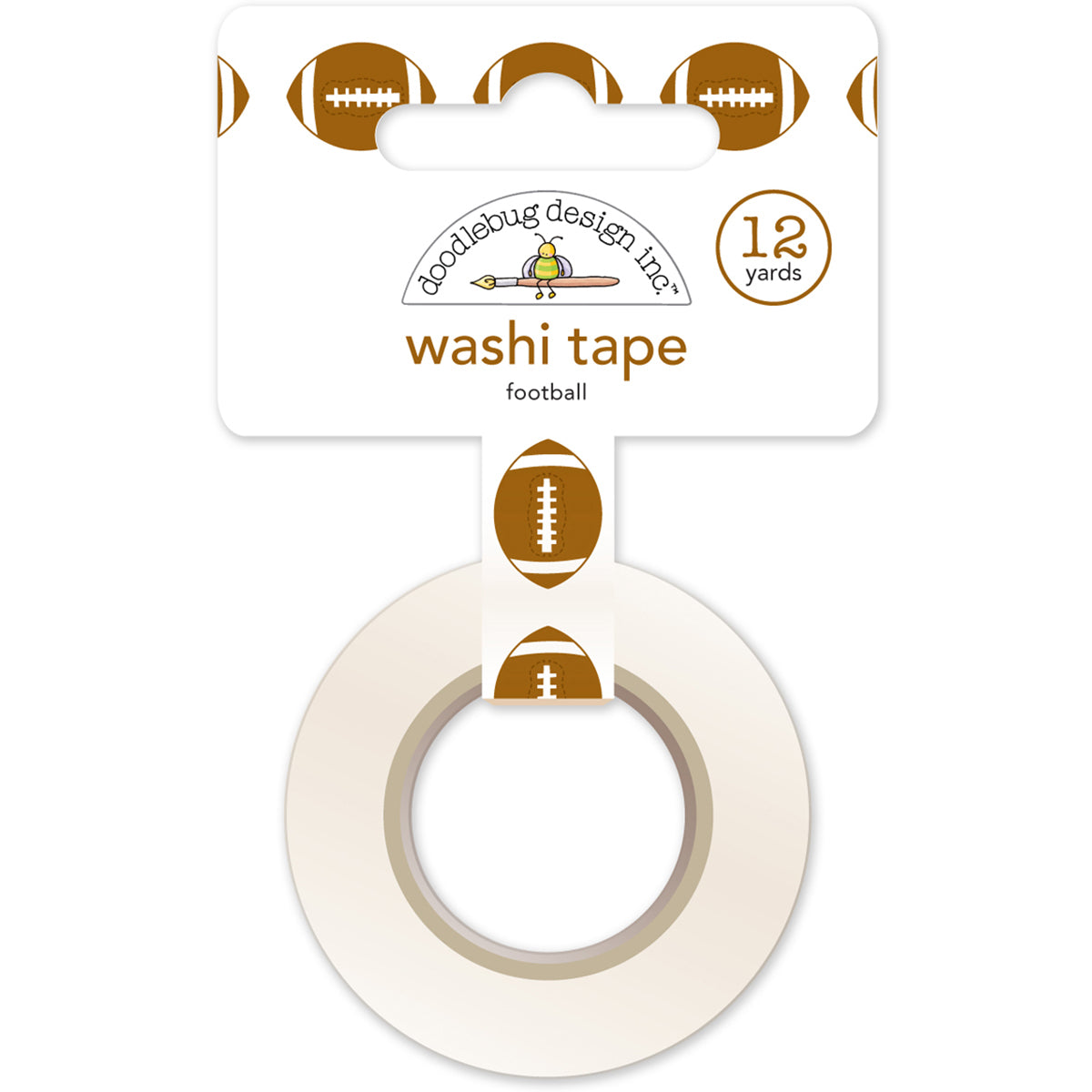 Doodlebug Washi Tape 15mmX12yd - Touchdown Footballs