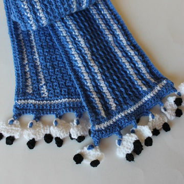 Car or Flower Fringe Textured Crochet Scarf Pattern
