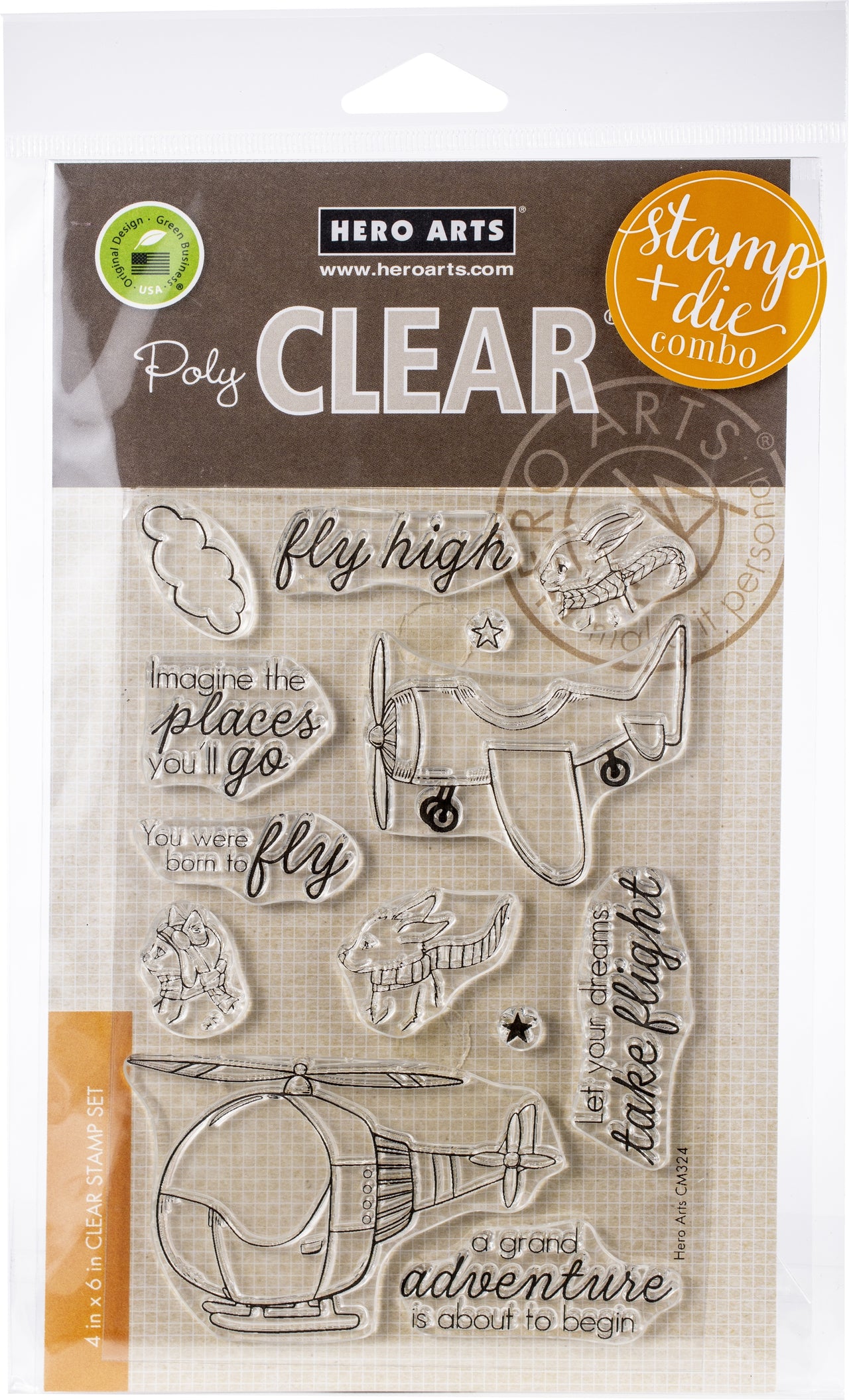 Hero Arts Clear Stamp & Die Combo - Fly High Animals