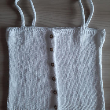 Square neck top with buttons