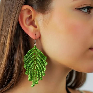 Crochet Leaf Earrings PDF Pattern + Video Tutorial