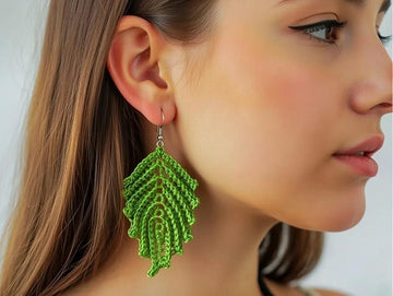 Crochet Leaf Earrings PDF Pattern + Video Tutorial