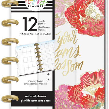 Happy Planner 12-Month Undated Mini Planner 7"X4.625" - Year In Bloom, 12 Month Un