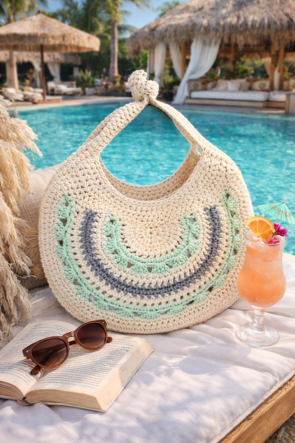 Large Crochet Hobo Bag